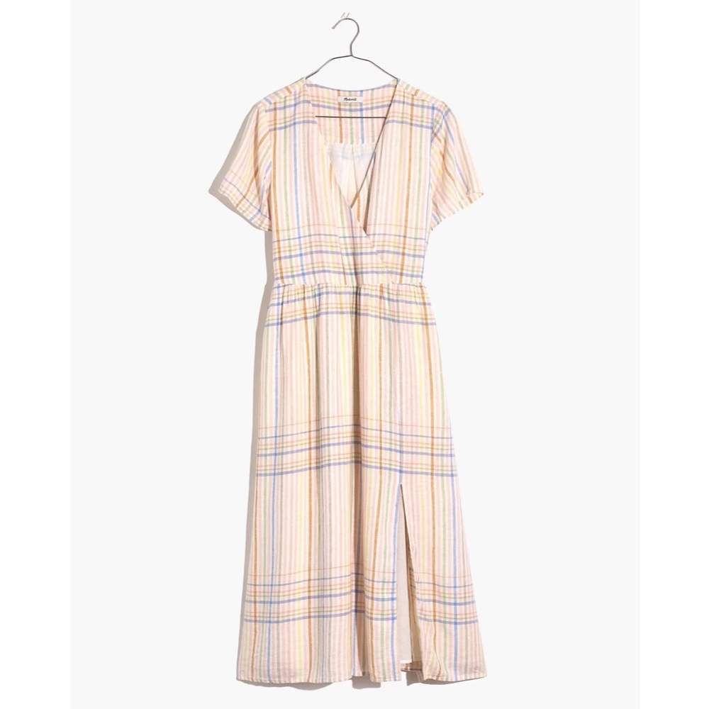 Madewell | NWT Linen-Blend Clara Midi Dress in Plaid